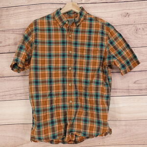 DULUTH TRADING CO RELAXED FIT SHORT SLEEVE PLAID BUTTON DOWN SHIRT MENS SIZE S